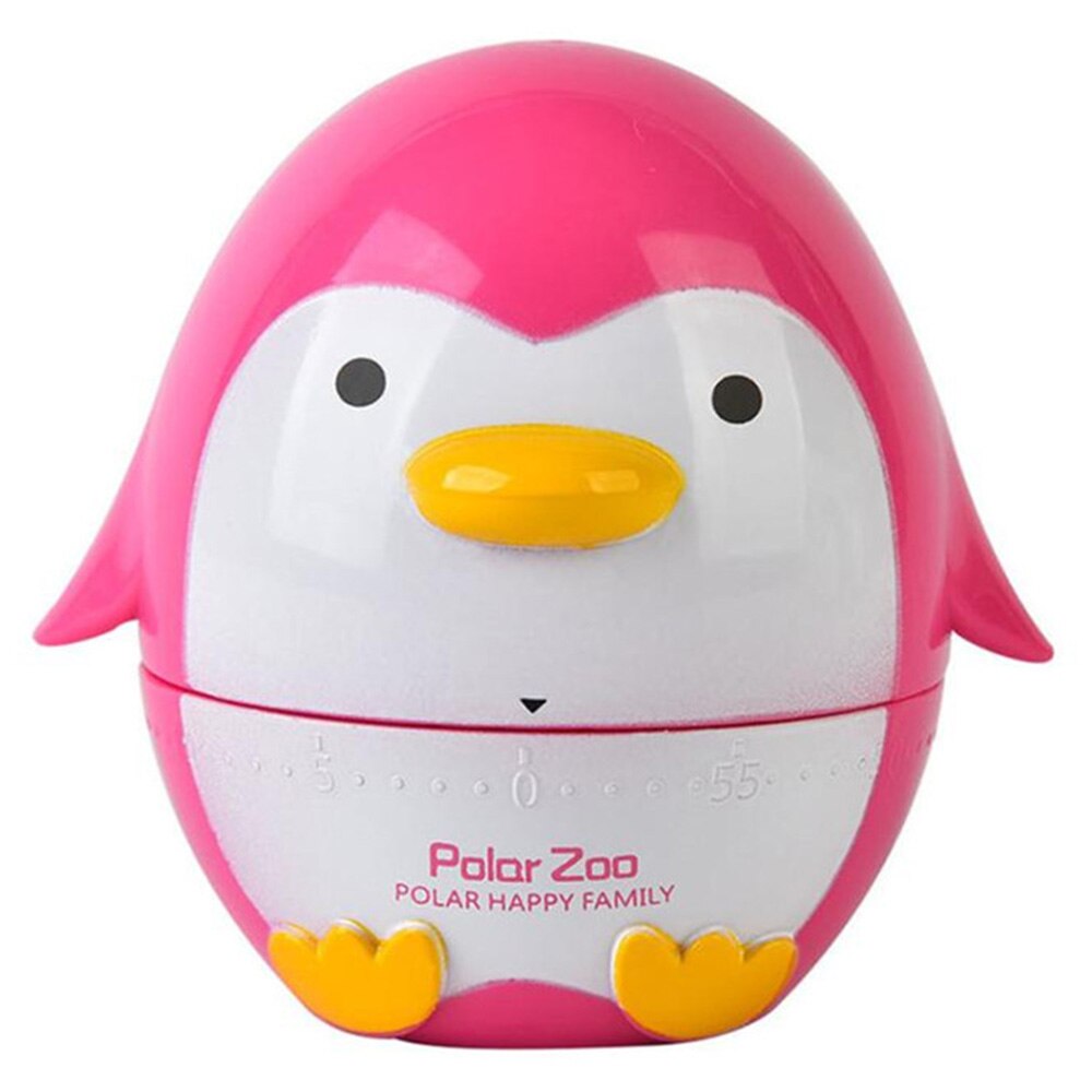 Penguin Kitchen Handle Rotage Dial Timers Reminders Mechanical Countdown Timer Cooking Busy Reminder Watch Under One Hour: Rose Red