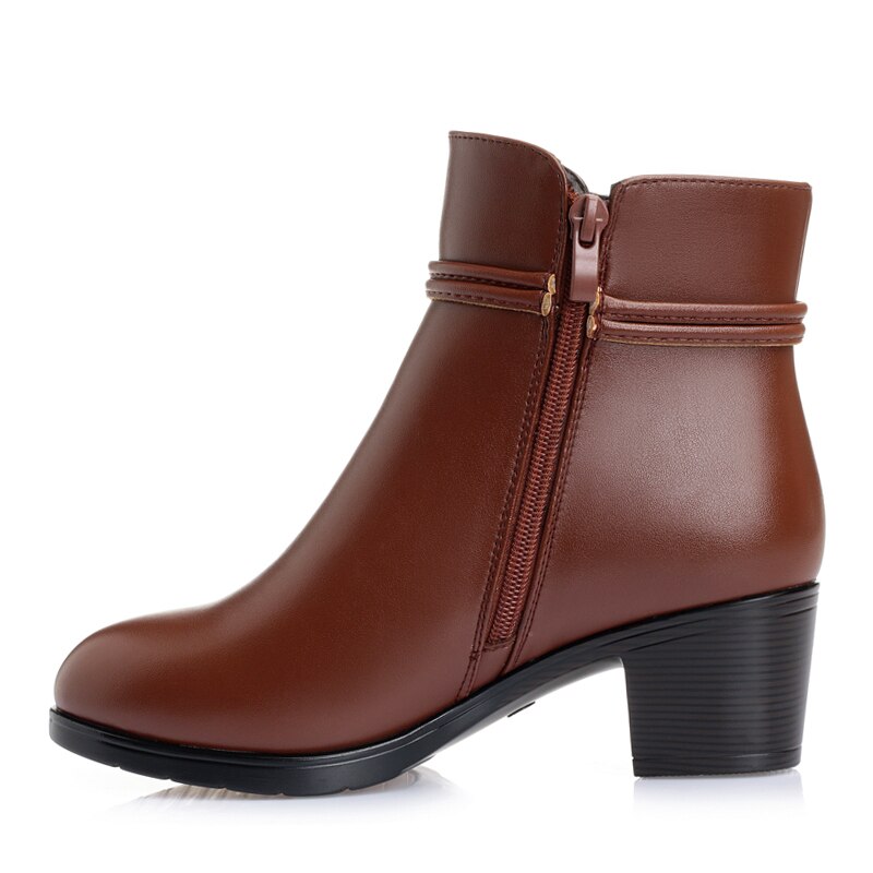 GKTINOO NEUE Weichem Leder Frauen Stiefeletten hoch Fersen Reißverschluss Schuhe Warme Pelz Winter Stiefel für Frauen Plus größe 35-43