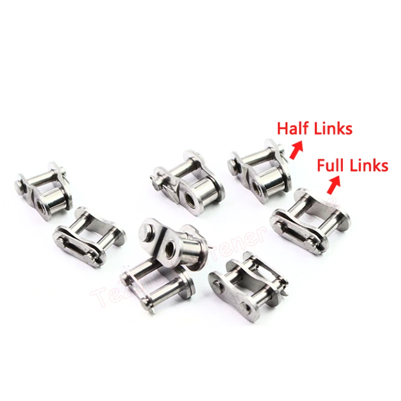 Single Row Full/Half Buckle Roller Chain Connector 304 Stainless Steel Industrial Chain Join Buckle 04C/05B/06B/08B/10A/12A/16A