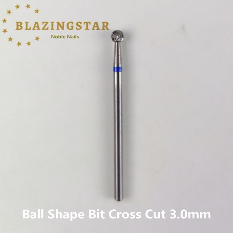 Bolvormige bit kruiskop zilver snelst verwijderen eelt voet hardmetalen bits accessoires nagelfrezen pedicure nagelboortjes: 3.0mm