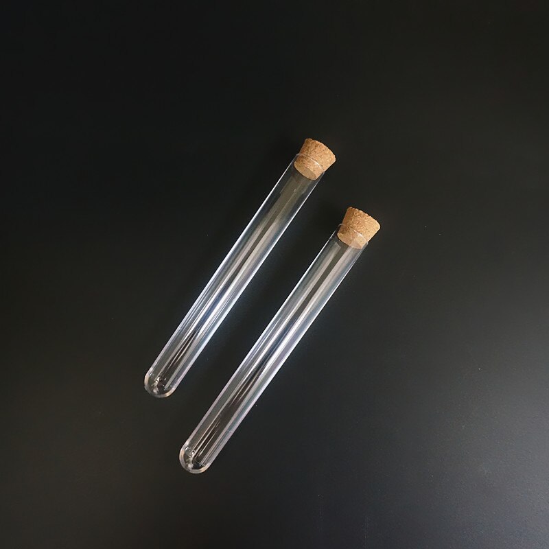 20Pcs 12x100mm Transparent Laboratory Clear Plastic Test Tubes With Corks Caps School Lab Supplies, Wedding Favor Tube