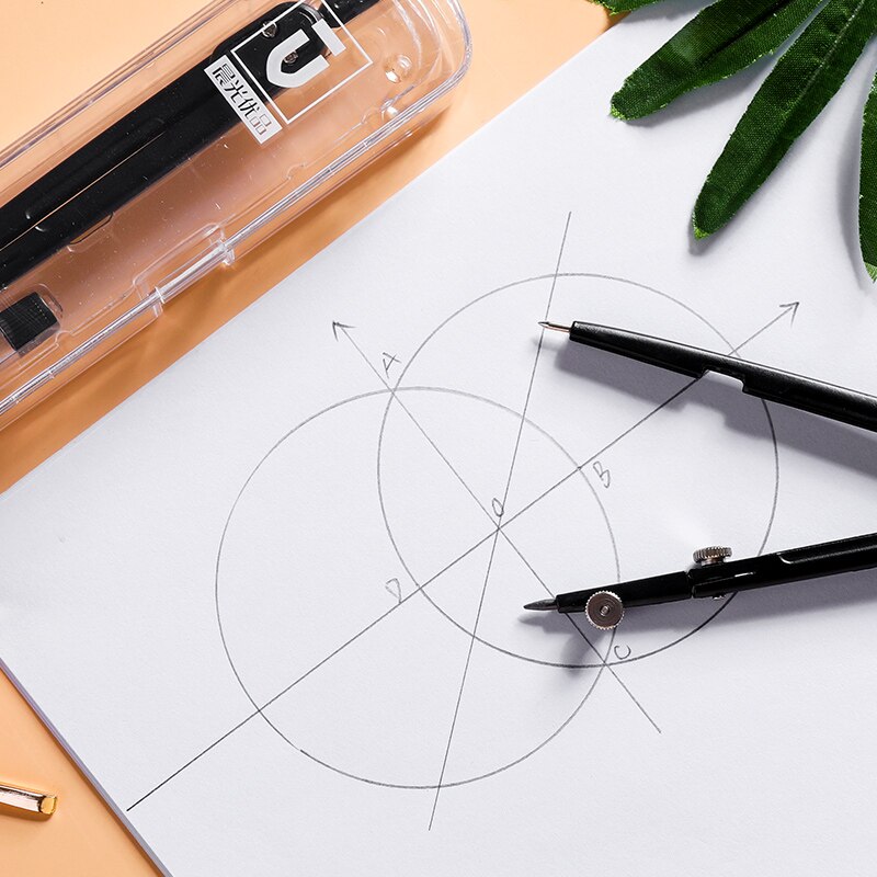 M &amp; G-Juego de compás de Metal, Instrumento de de dibujo, herramienta de oficina, suministros escolares para estudiantes, con caja y lápiz de plomo