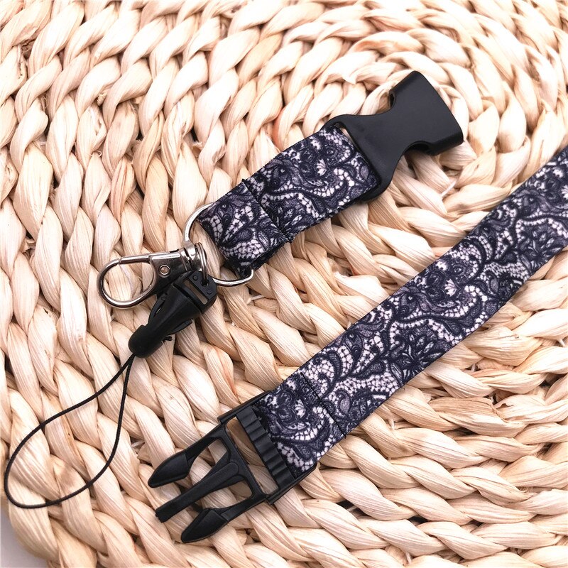 Double Sides Lace Printing Pattern For Key ID Card Mobile Phone Accessories Phone Charm Lanyard Neck Strap Cord USB Badge Holder