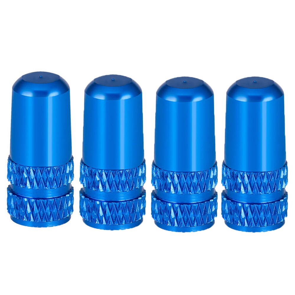 4 pezzi MTB Mountain Bike in lega di alluminio antipolvere tappo valvola valvola pneumatici tappi aria valvole copertura accessori ciclismo: blue Presta Valve