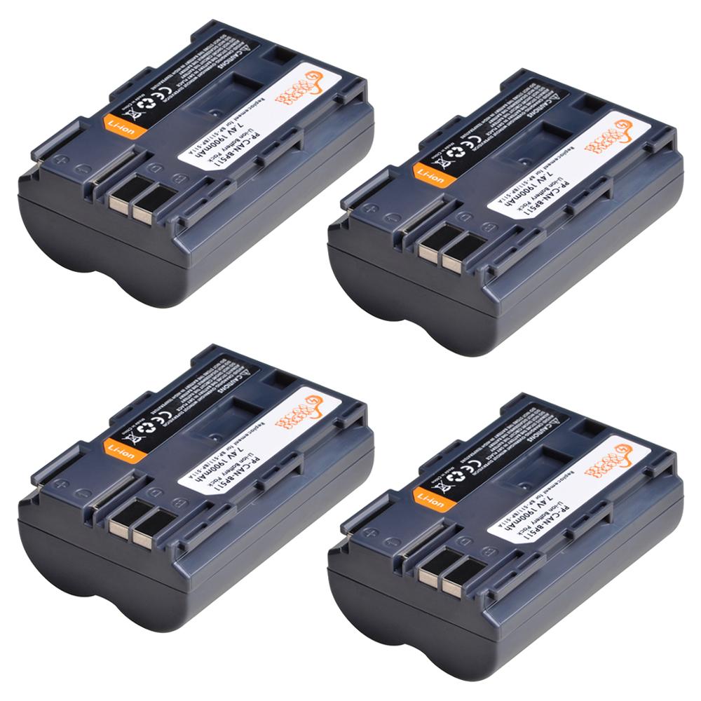 BP-511A BP-511 BP 511 511A BP511A Battery + Car /Wall Charger for Canon EOS 40D 300D 5D 20D 30D 50D Camera: 4 battery