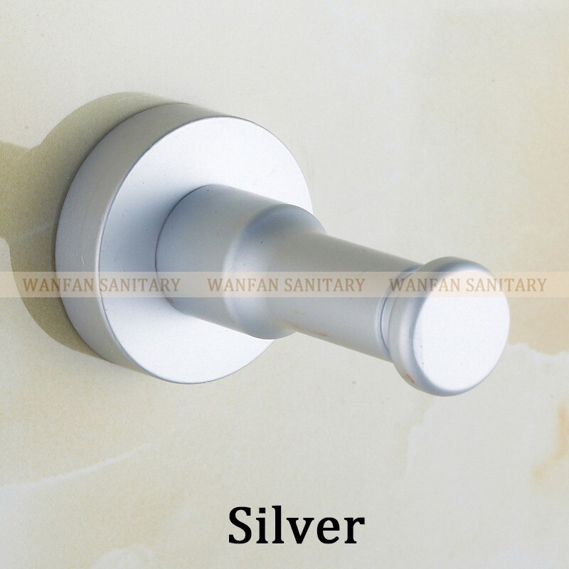 10 kleuren ruimte aluminium multi-color diy handdoek muur haak spijker badkamer keuken kleding sleutel kapstok tas hanger houder hj -0726: Zilver