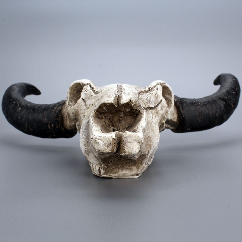 Resin Longhorn Cow Skull Head Wall Hanging Decor 3D Animal Wildlife Sculpture Figurines Crafts Horns For Home Halloween Decor