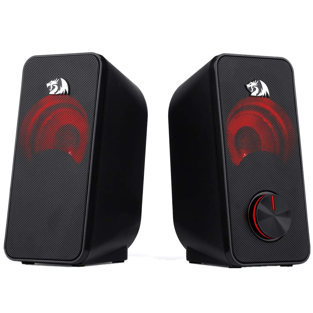Redragon-altavoz para juegos de PC GS500 USB 3,5mm, altavoz para ordenador de escritorio de graves estéreo de 2,0 canales, color negro