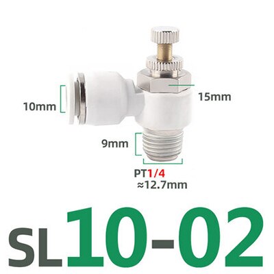 SL pneumatic quick coupling hose 4 6 8 10 12mm M5" 1/8" 1/4" 3/8" 1/2 air speed adjustment control valve acceleration valve: SL10-02