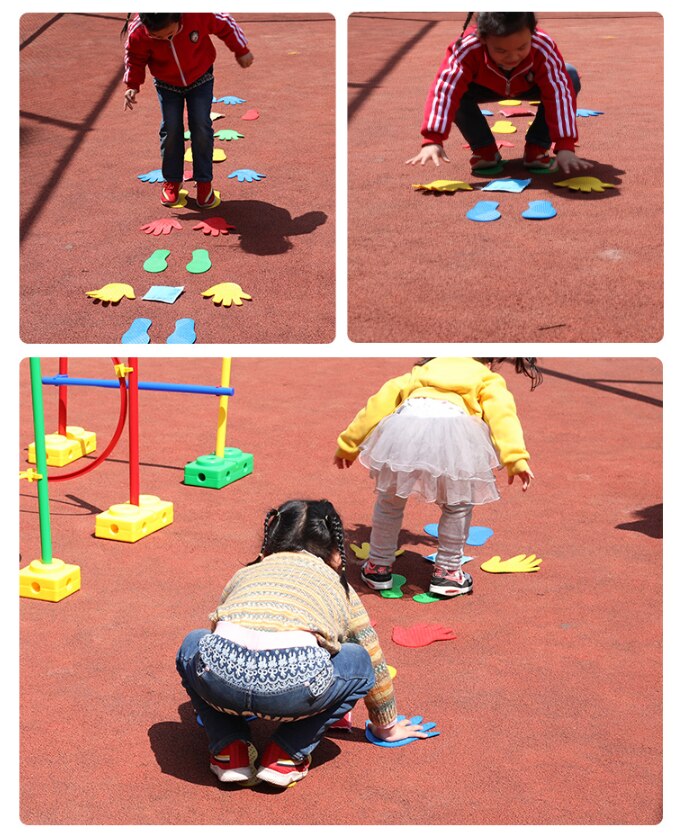 Børn håndfødder sensorisk spil spil pædagogisk legetøj til børn udendørs indendørs gennemgang hoppe aktivitet børnehave prop sport legetøj