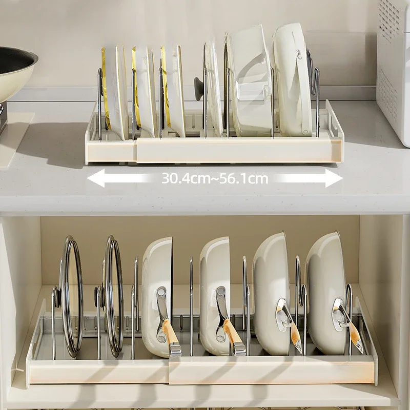 Cajón retráctil, mueble de cocina, platos, ollas y sartenes debajo de la cesta, estante para artículos para el hogar