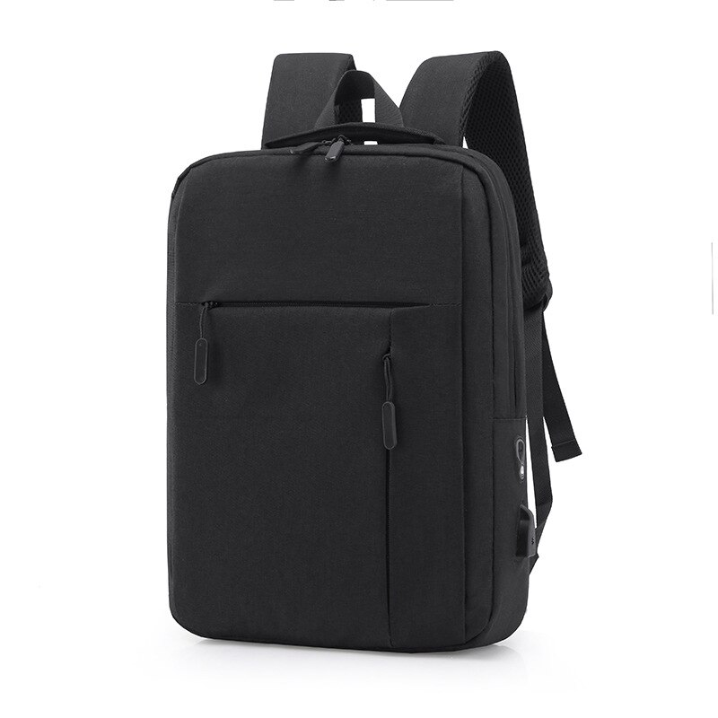 Bogtaske skoletasker til teenage rygsæk afslappet taske notesbog lærred lynlås preppy stil buet skulderrem: Sort