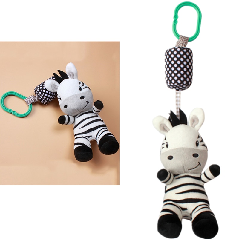 Baby Rammelaar Speelgoed Cartoon Zebra Zuigeling Mobiele Doek Speelgoed Baby Trolley Bed Windgong Rammelaars Bel Wieg Opknoping Bel Pacificeren speelgoed