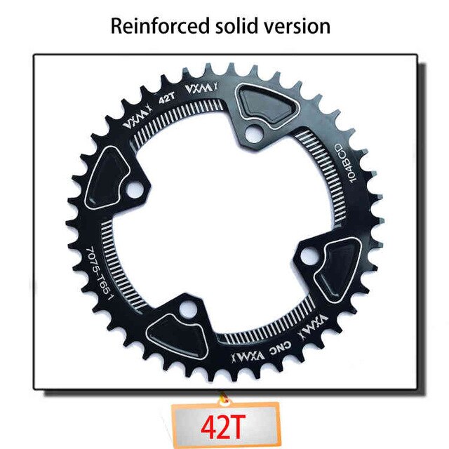 Fiets 104 bcd crank ovaal rond 30t 32t 34t 36t 38t 40t 42t 44t 46t 48t 50t 52t smal breed kettingwiel mtb fiets kettingblad: 42t zwarte ronde
