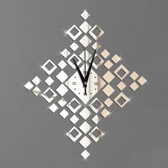 Europæisk populær gør-det-selv 46 skiver et dekorativt ur lille firkantet krystal spejlbeslag ur kvarts ur