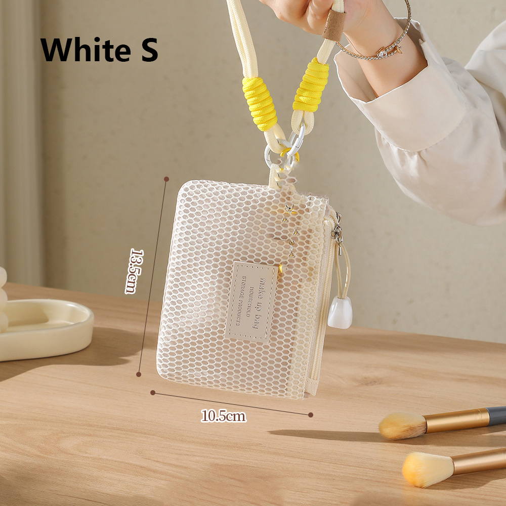 Mesh Clear Makeup Storage Small Bag Pillow Lipsticks Cosmetic Washbag Pouch Large Capacity Mini Women Organizer Bag Clutch Bag: Beige