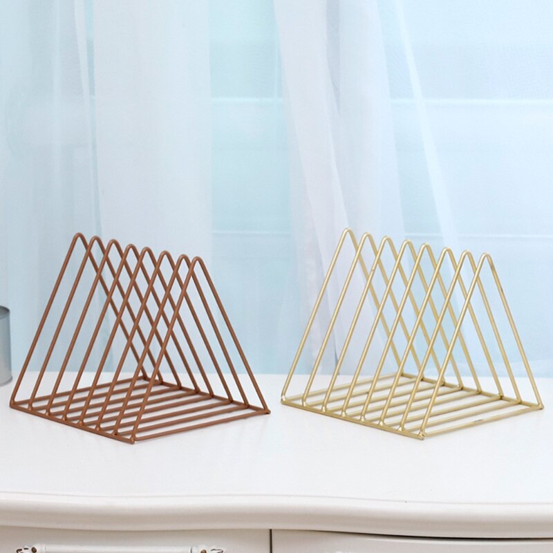 2022 Iron LP Record Rack Triangle Book Magzine Holder Desk Record Storage Organizer