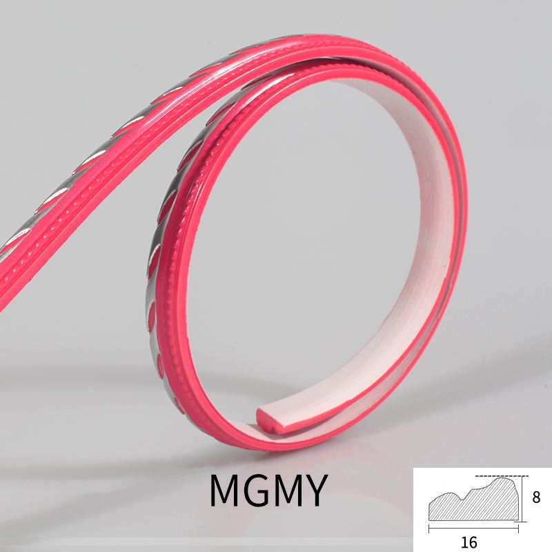 Europeisk pu gipslister tv-bakgrund pvc mjuk kantlinje spegel kantlinje: Rosa rött silver