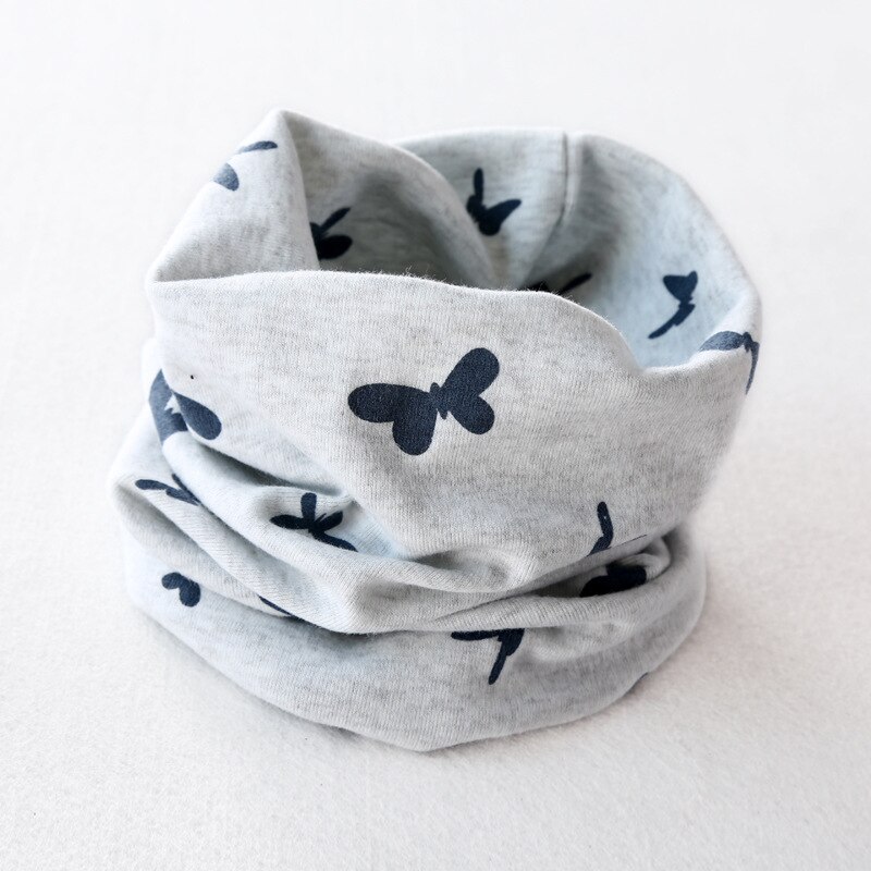 Baby Katoenen Sjaal Kinderen Mode Herfst Winter Jongens Meisjes Kraag Halsdoek Vlinder O-Ring Ronde Hals Sjaals: F Gray