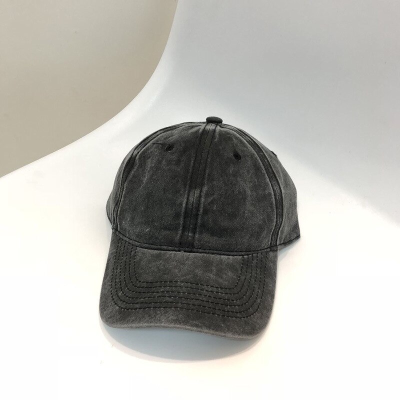 Lente Zomer katoen Gewassen Baseball Cap Mannen Vrouwen doen oude retro stijl Outdoor Zonnescherm Hoed Casual effen kleur baseball cap: black