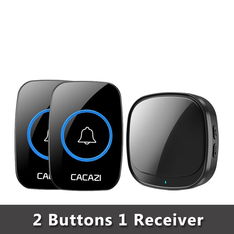 Cacazi Usb Draadloze Deurbel 60 Chimes 5 Level 150M Bereik Deur Bellen Bell Waterdicht Batterij Knop Usb Plug led Ontvanger: B 2Button 1Receiver
