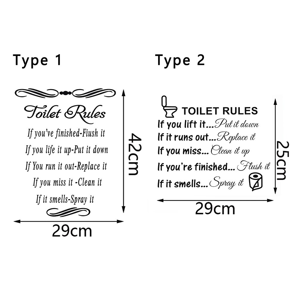 1PC Removable Quotation Wall Stickers Decals Wall Stickers Wall Art Toilet Rules Washroom Bathroom Home Decor