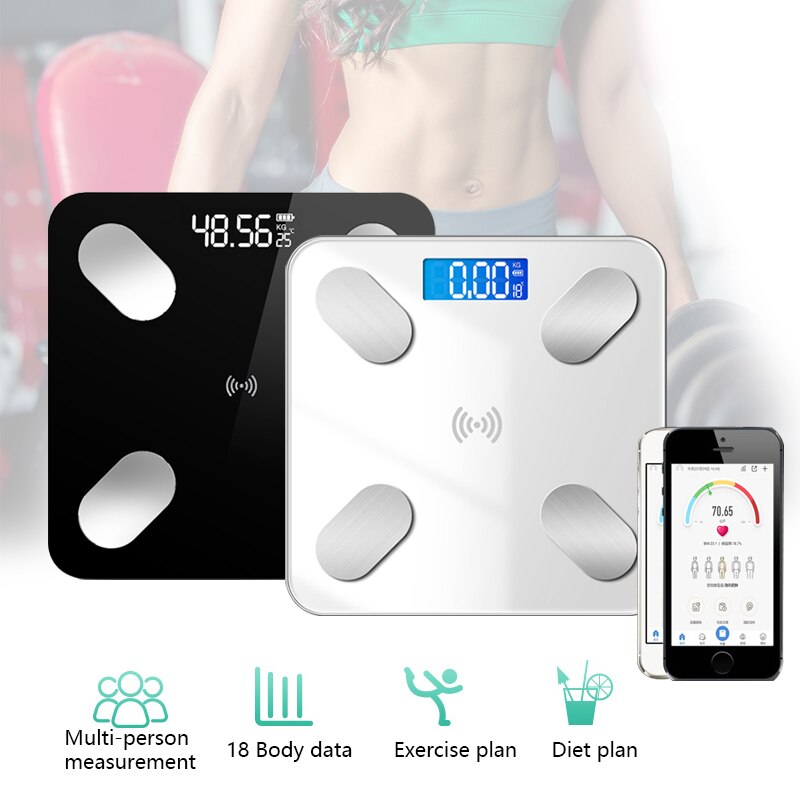 Smart Lichaamsvet Schaal Lcd Digitale Draadloze Bluetooth Reciver Bmi Gewicht Monitor Gezondheid Analyzer Fitness Afvallen Gereedschappen Schaal
