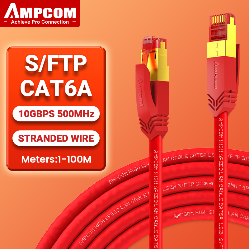 AMPCOM cat6a Ethernet Cable, Internet Network LAN Patch Cords, High Speed Computer Wire Rj45 Connectors for Router Modem