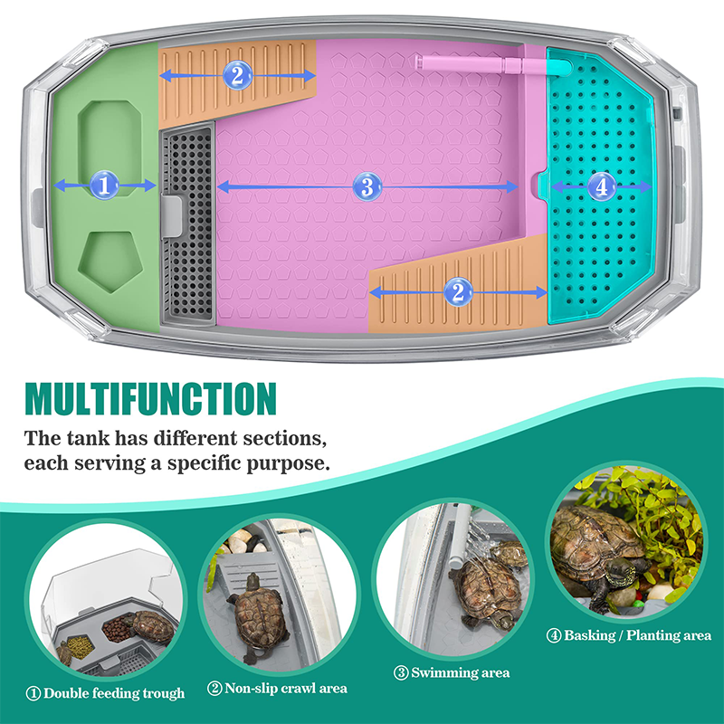 Reptile Turtle Vivarium Box with Basking Platform Tortoises Aquarium Tank Transparent Turtles Anti-Escape Cage Home Aquariums