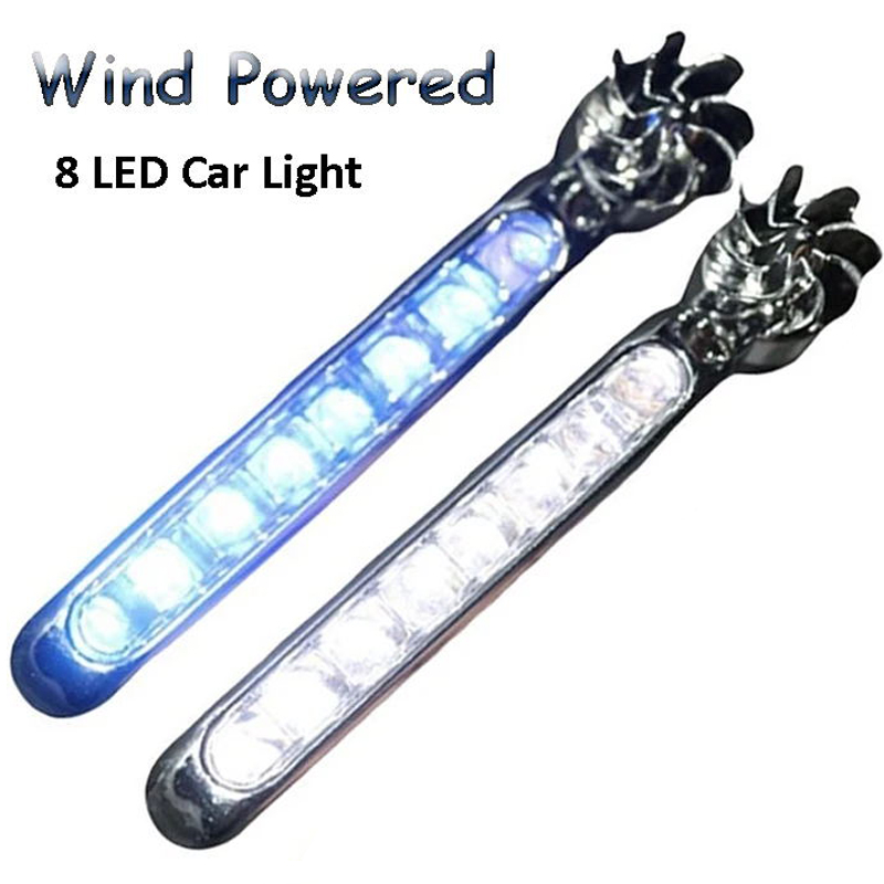 Luz LED alimentada por el viento para coche, luces de circulación DRL externas, faro antiniebla, lámpara de luz diurna automática, energía eólica sin cableado