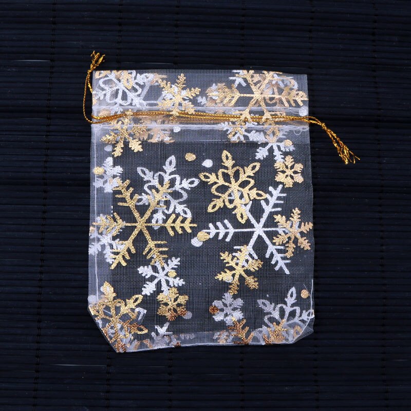 Neue Kommen 50 teile/los Stern Schneeflocke Oraganza Tasche 9x12cm Kleine Weihnachten Candy Schmuck Display Verpackung Taschen beutel: D4