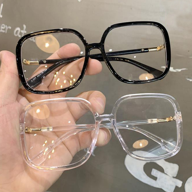 Oversized Square Glasses Women Clear Black Big Frame Retro Transparent Optical Computer Glasses Frame Eyeglasses