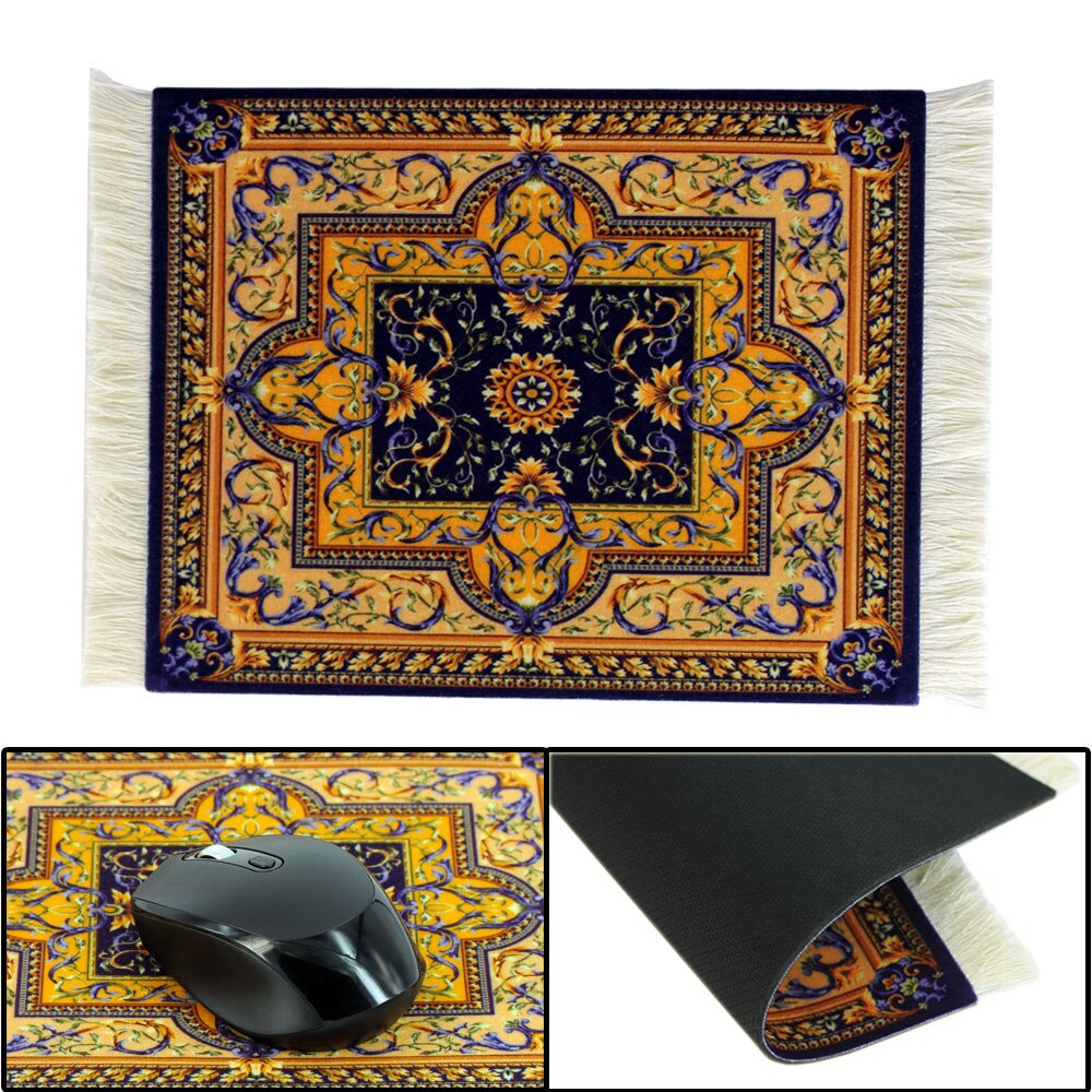 MRGLZY Mini Carpet Persian Weaving Pad Mouse Pad Carpet Big Pattern Cup with Side Home Office Desk Decoration Craft Retro Style