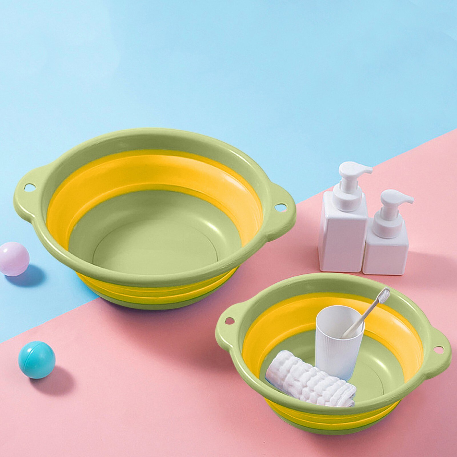 1pc multifunctional portable telescopic washbasin bathroom folding silicone plastic basin kitchen washing dishes folding basin