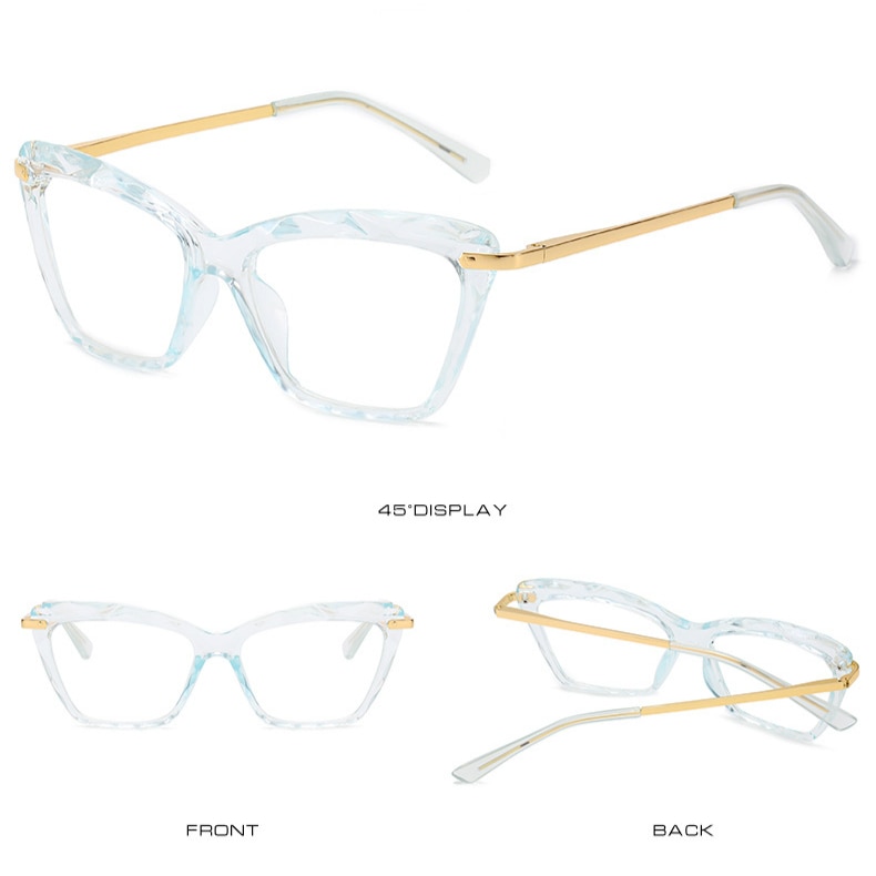 Gafas transparentes con de ojo de gato, óptico, Anti luz azul, bloqueadas, para ordenador, montura de gafas para mujer