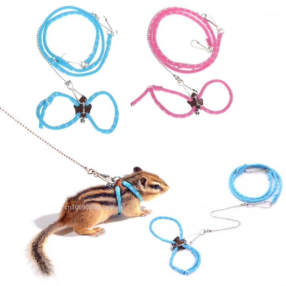 Meow&Woof Suikerglijbaan-harnas en riem, set voor training van kleine dieren, wandelingen, vest voor eekhoorns, hamsters, ratten, 3 stuks - Bruin
