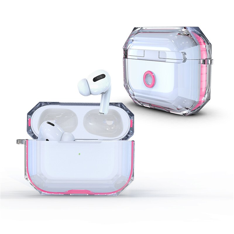 Für Apple AirPods2 Fall Klar Transparent Silikon Stoßfest Schutz Abdeckung für Funda AirPods 2 Pro Earpods Fall Zubehör: For Pro Hot Pink