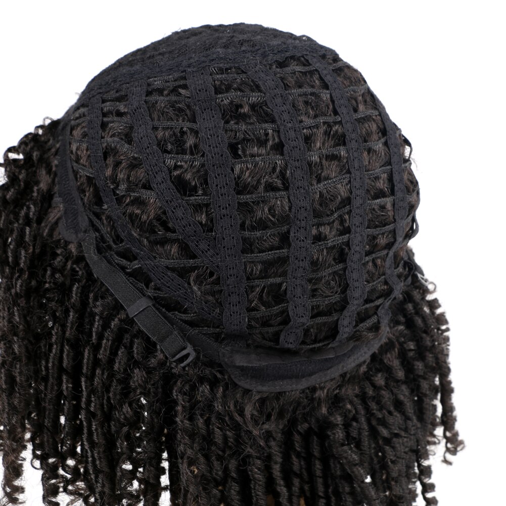 Qp Haar Dreadlock Perücke Geflochtene Twist Schwarz Braun Kurze Lockige Hitze Beständig Faser Synthetische Täglichen Party Dreadlocks Wigig