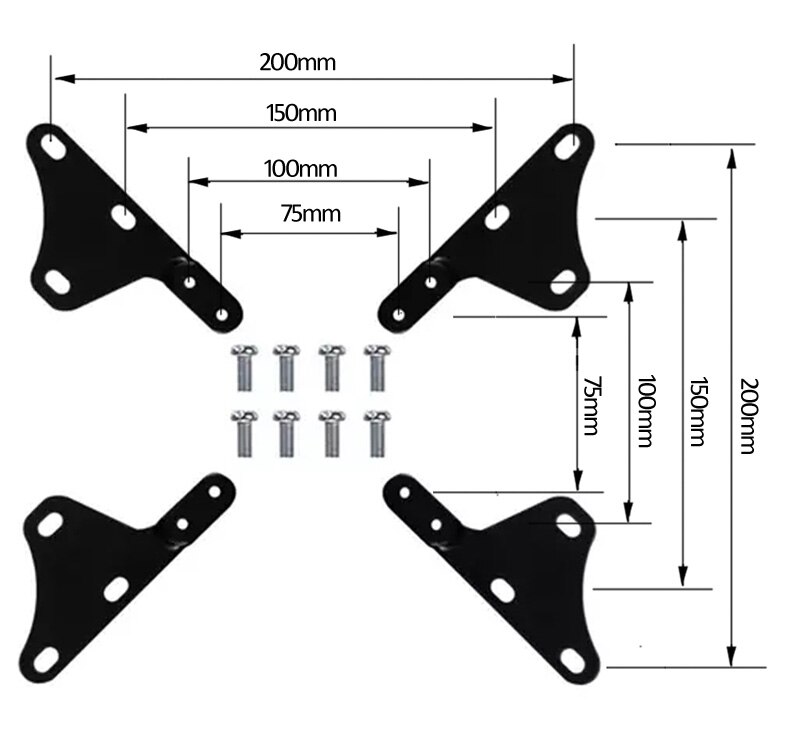 (1 set ) AD100 tv mount lcd bracket holder adaptor extension bar parts VESA100X100 to VESA 200X200: AD100