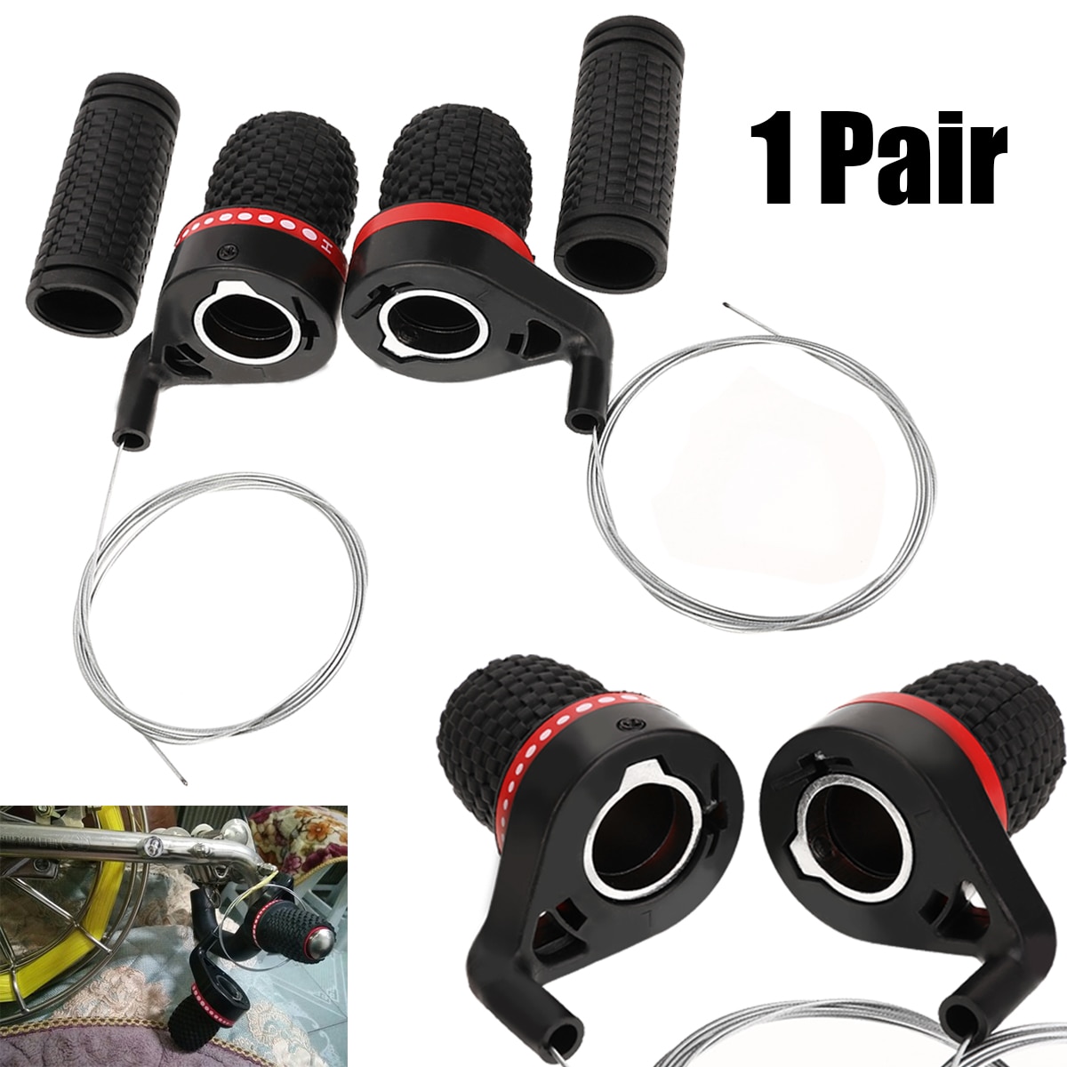1 Pair Rubber Bicycle Gears Mountain Bike Bicycle Speed Twisted Gear Shifter With Turning Handles Bicycle Accessories