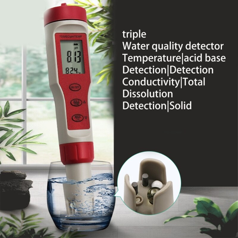 Digitale Ph Meter Waterdichte Hoge Nauwkeurigheid Tester Pen 4 In 1 Tds/Ec/Ph/Temperatuur Water monitor Meter Pen Type