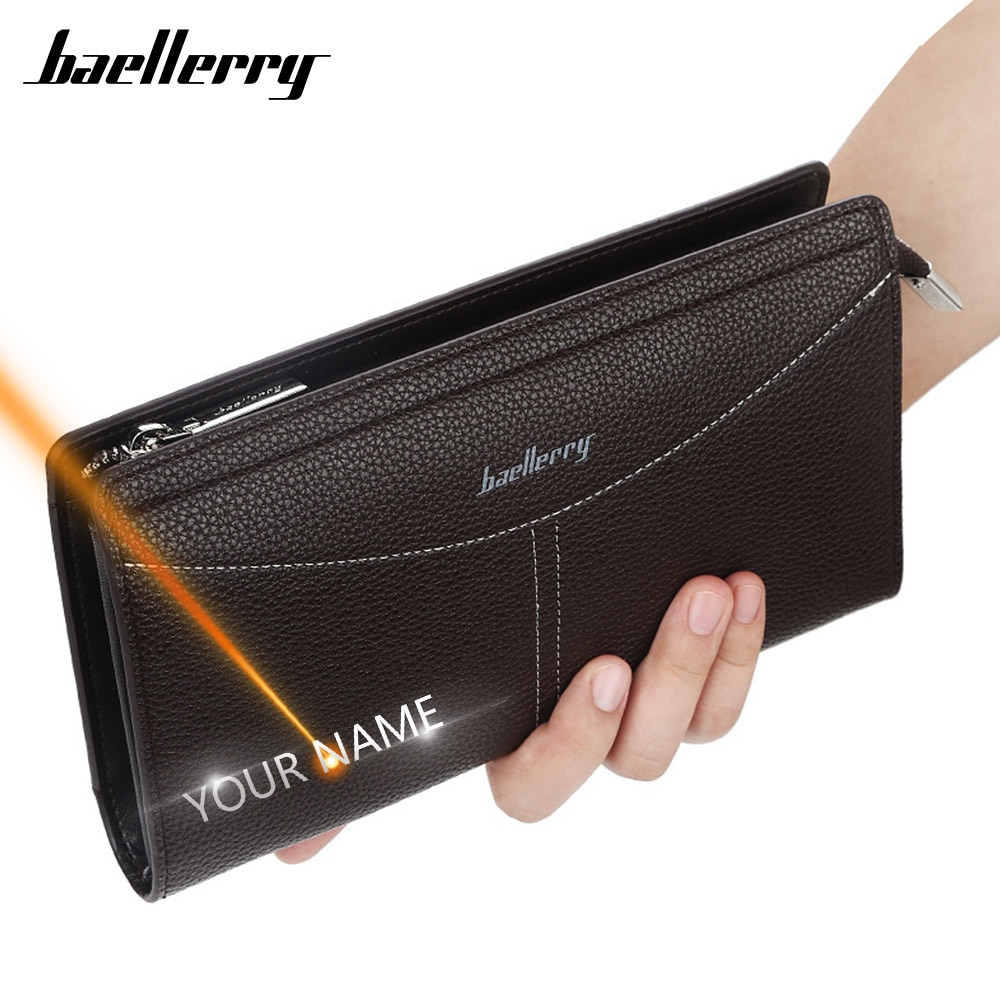 Cartera de mano para hombre , cartera para hombre con cremallera de gran capacidad, Cartera de piel sintética para hombre