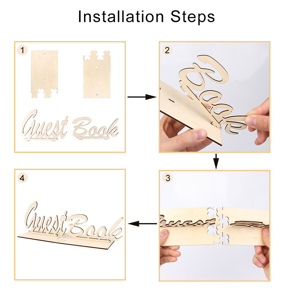 1pcs Rustic Wooden Wedding Guest DIY Table Decoration Party Accessories Book Sign Board Birthday Baby Shower Guest Sign-in Book