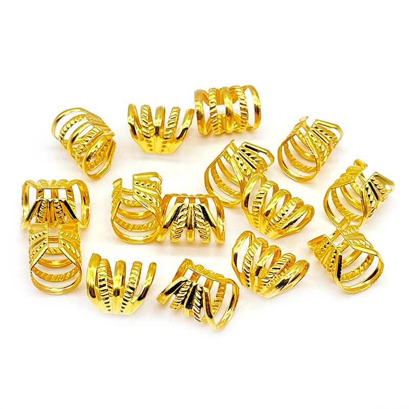 10 unids/lote 6x9mm cuentas doradas y plateadas, cuentas ajustables para trenzas de pelo, anillos trenzados para el cabello, Clips para puños, tubos, herramienta de estilismo de joyería: Azul oscuro