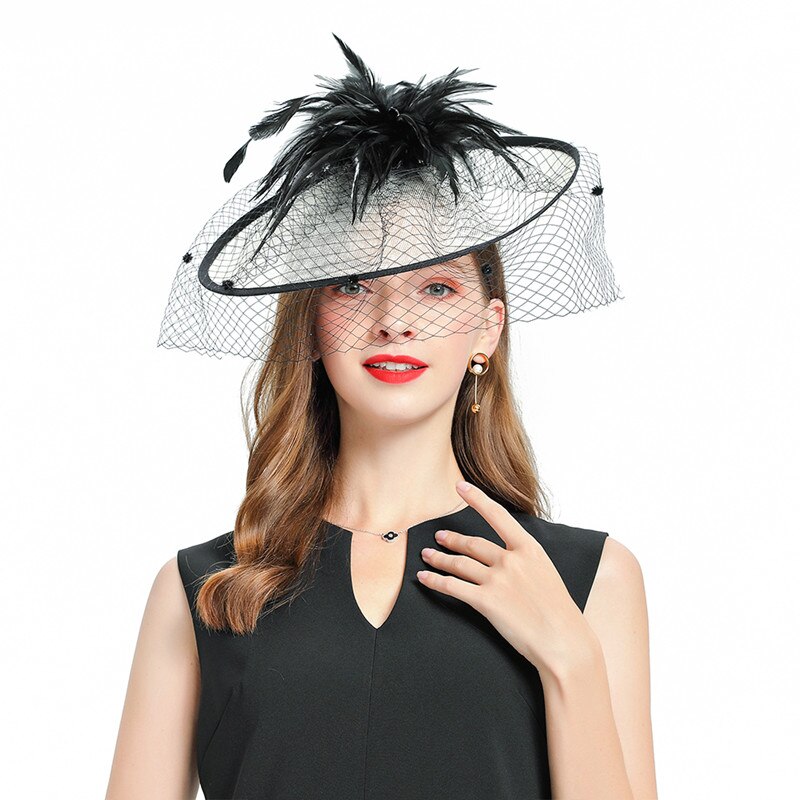 Bruiloft Kerk Veren Hoed Mesh Hoofddeksel Dames Mesh Fascinators Hoed Cocktail Party Hoofddeksel (Grijs Eén Maat Bruiloft Kerk Veren Hoed Mesh Hoofddeksel Dames Mesh Fascinators Hoed Cocktail Party Hoofddeksel (Grijs Eén Maat