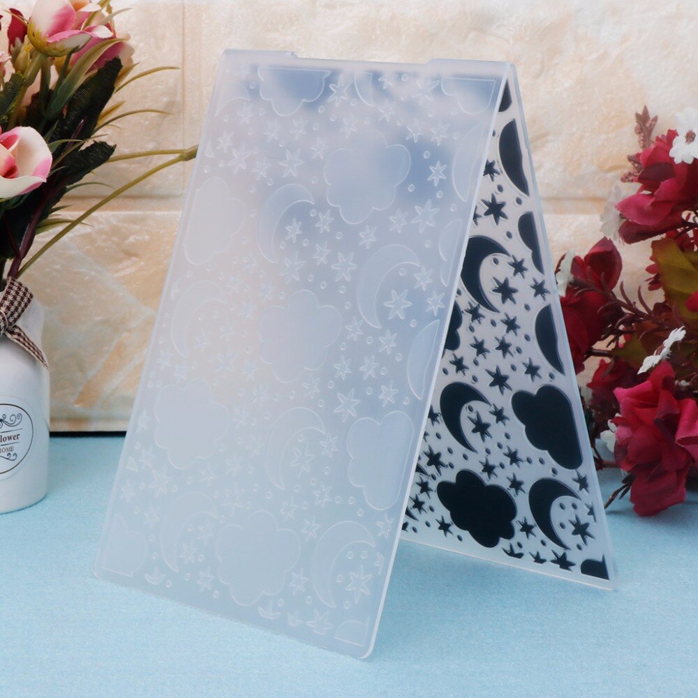 Plastic Embossing Folder Template for DIY Scrapbook Photo Album Card Paper Craft Clouds Stars Moon--Y142