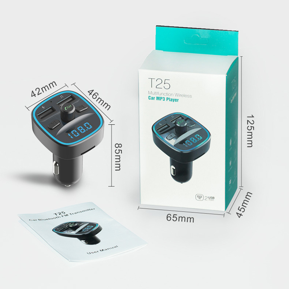 Transmetteur modulateur FM pour voiture, chargeur rapide, lecteur MP3, Bluetooth 5.0, T25