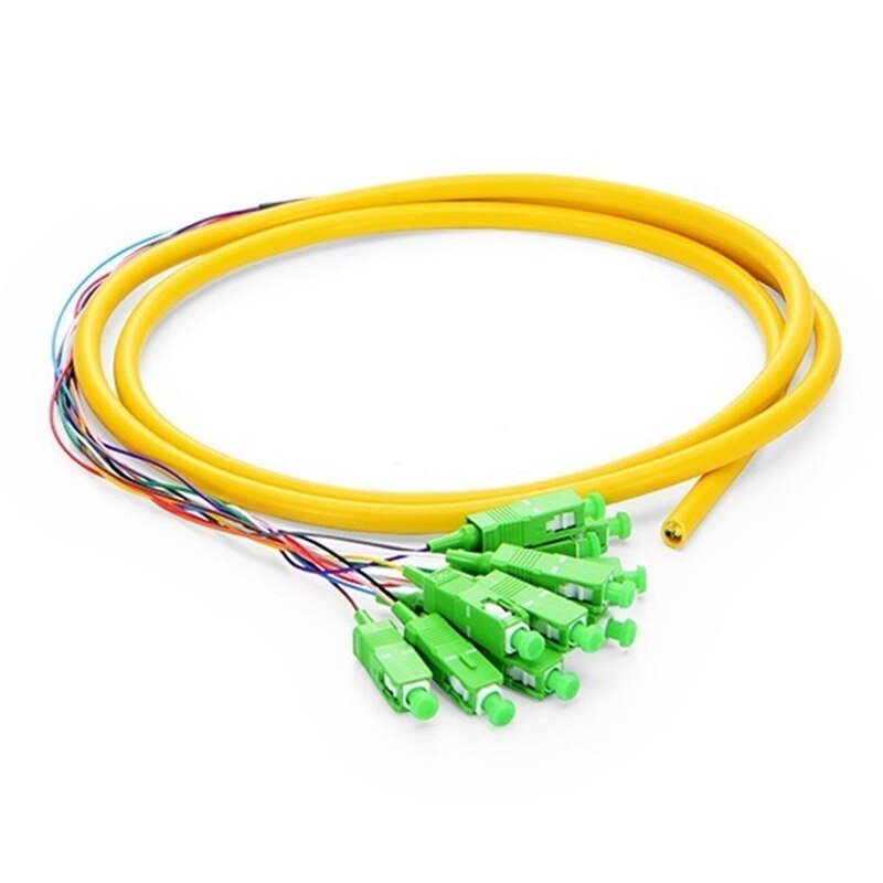 5PCS/LOT 1.5m (4.92feet) SC APC 12 Fibers OS2 Single Mode Bunch PVC (OFNR) 0.9mm Fiber Optic Pigtail