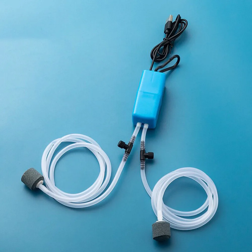 Akvaarion happipumppu akvaario usb hiljainen ilmakompressori ilmastin kannettava mini pieni hapetin akvaariotarvikesarja: Sininen