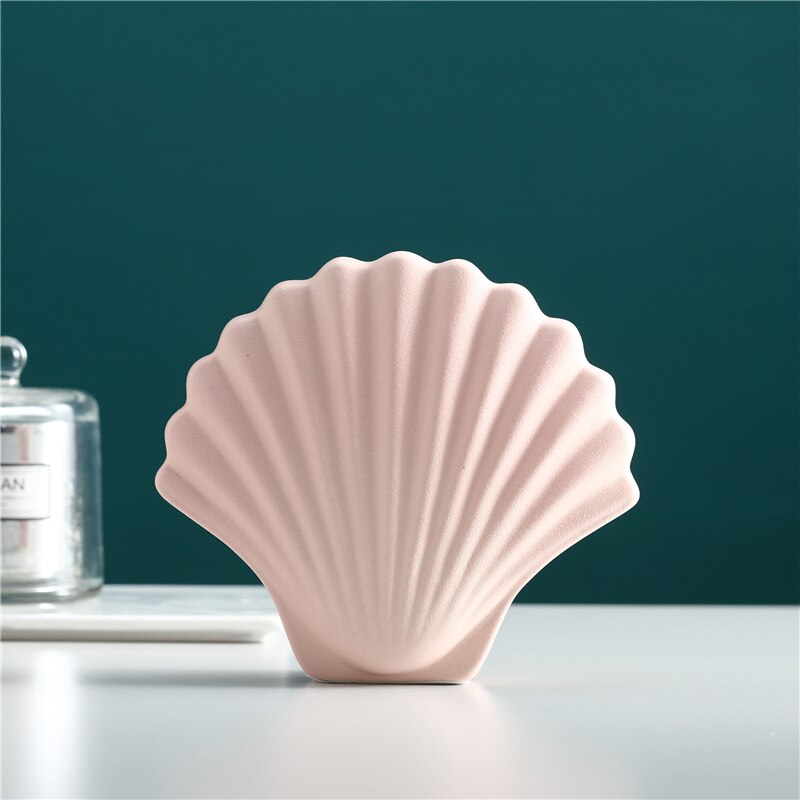 Nordic ceramics vase shell Simulated animal Modern home decorations Flower arrangement Crafts ornaments wedding vases: Pink